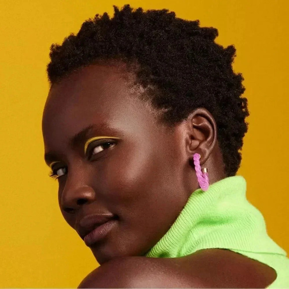 Purple Spiral C-Hoop Earrings - Picture 2 of 3